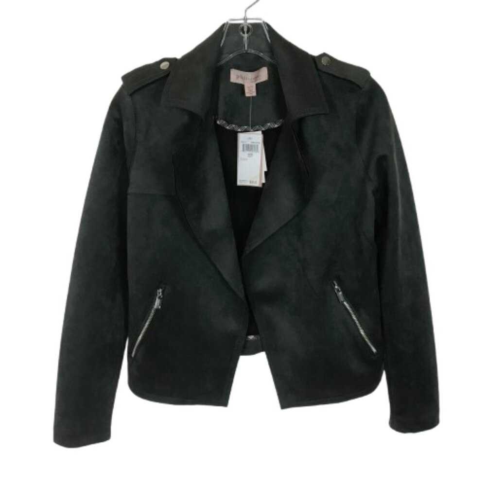 NWT Philosophy Womens Size XS Dark Gray Faux Suede Moto Motorcycle Jacket NEW